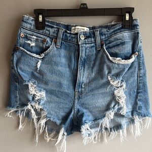 Abercrombie & Fitch Distressed Denim Jean Shorts - Blue